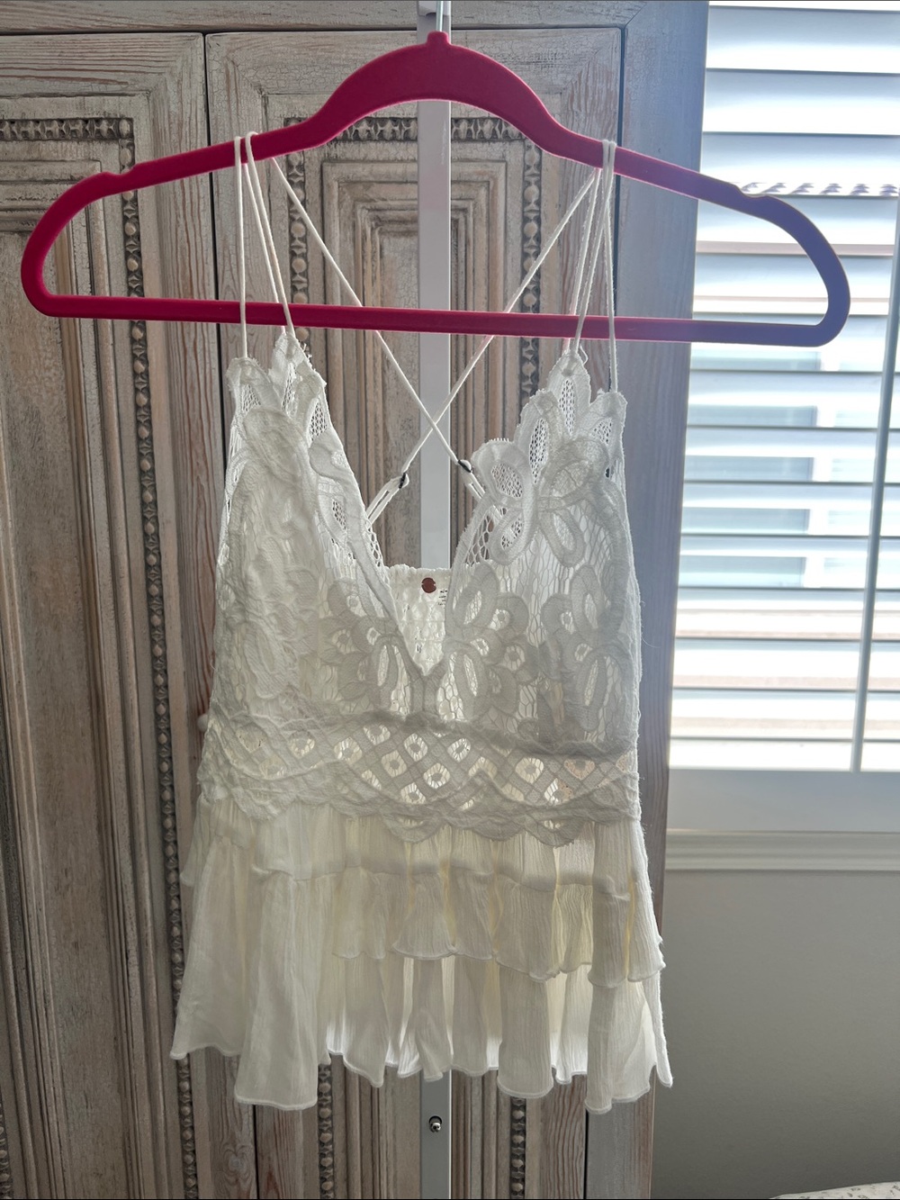 Free People Ivory Lace Tiered Cami Tank